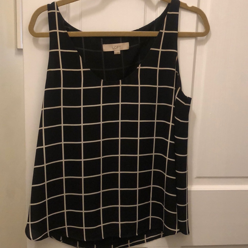 Loft black and white window pane tank small